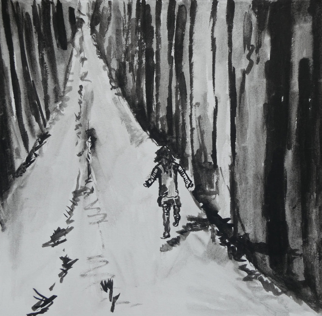 'Girl Running In Forest'