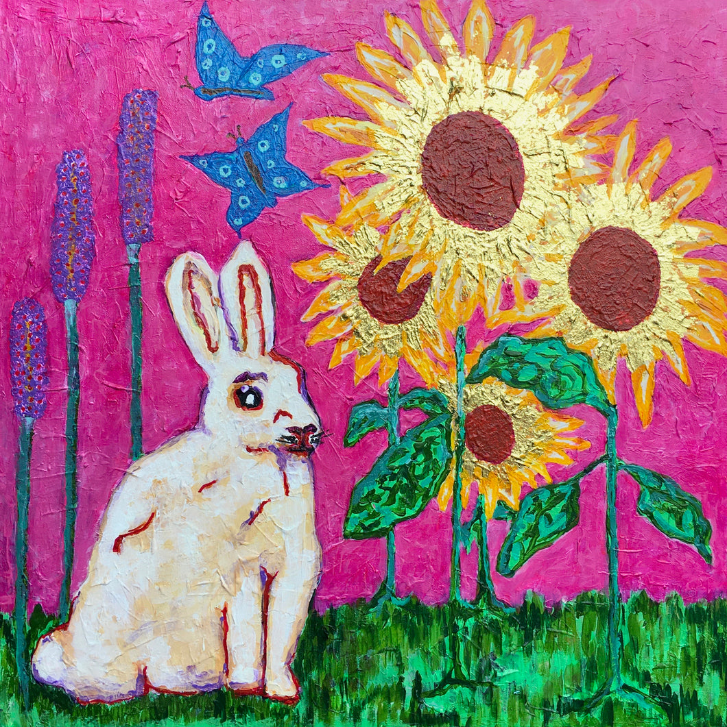 'White Rabbit With Butterflies'